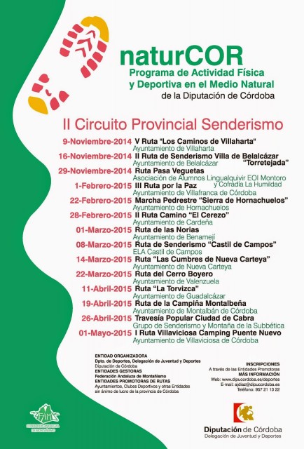 Cartel II Circuito de Senderismo Diputación de Córdoba NATURCOR 2014-15