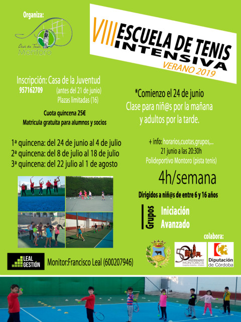cartel escuela tenis intensiva 2019